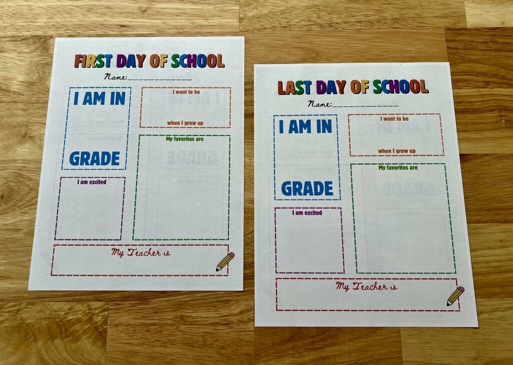 first and last day of school about me worksheet