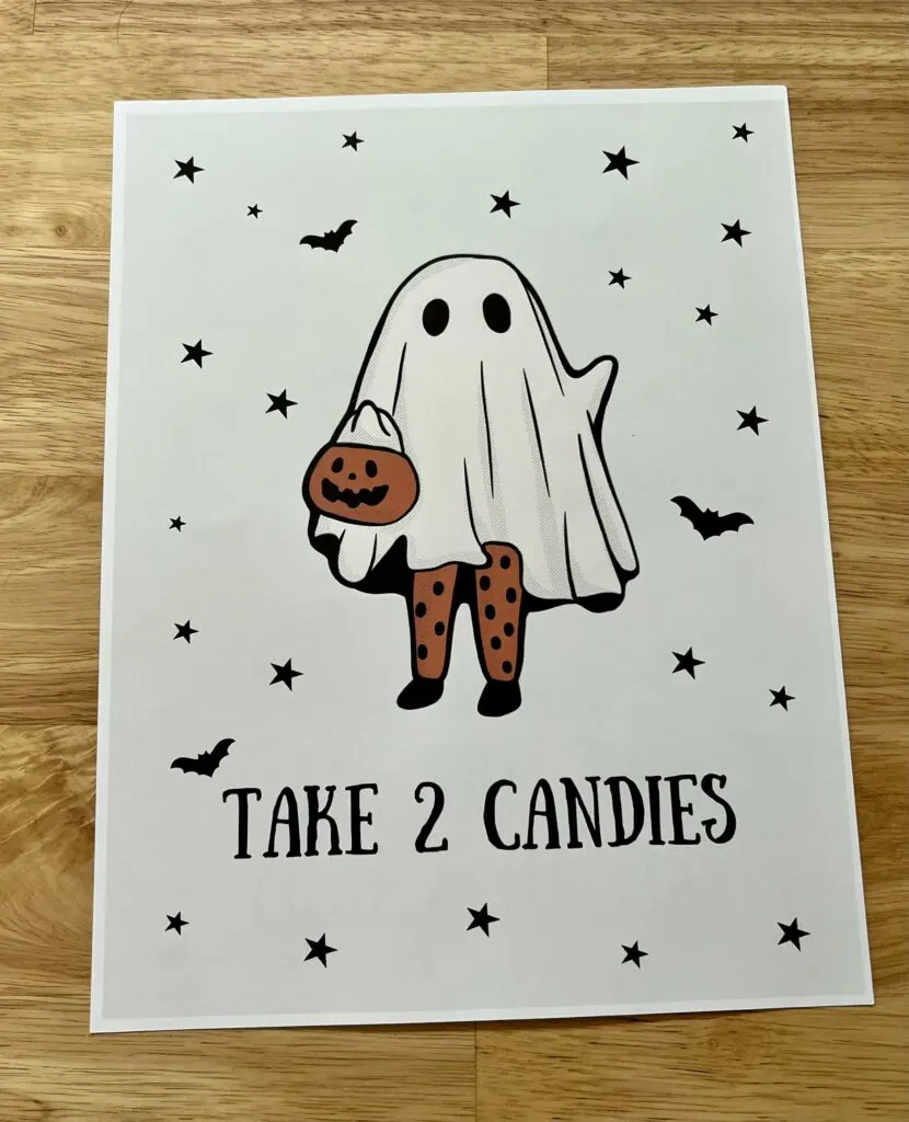 take 2 candies printable sign halloween