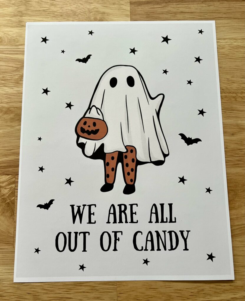 we are out of candies printable sign halloween