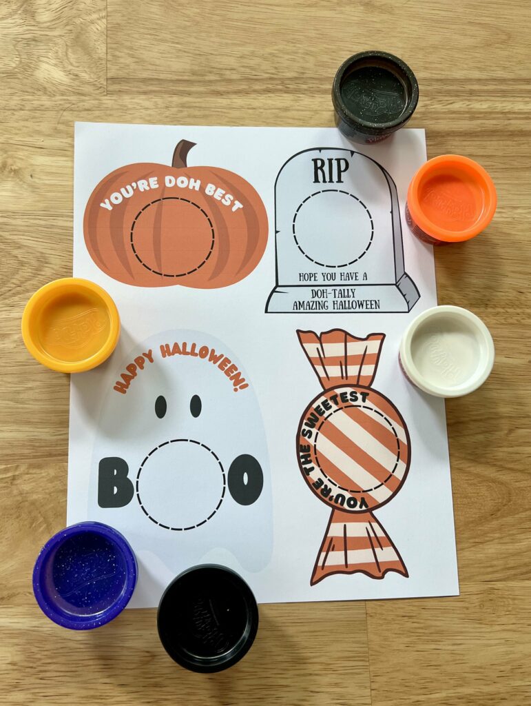 halloween play dough cards printable