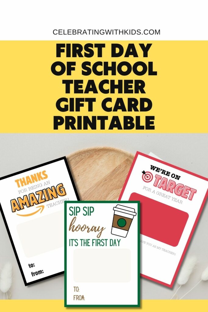 first day of school teacher gift card printable