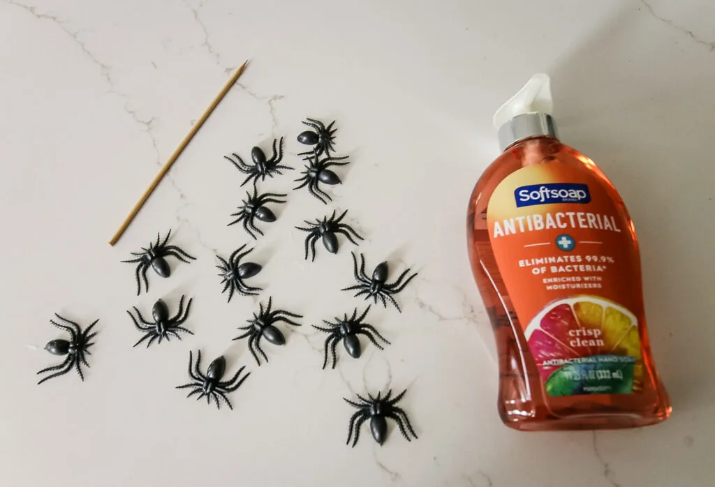 supplies needed to make spider soap dispenser