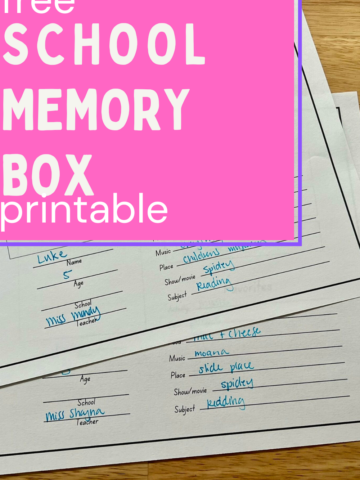 free school memory box printable