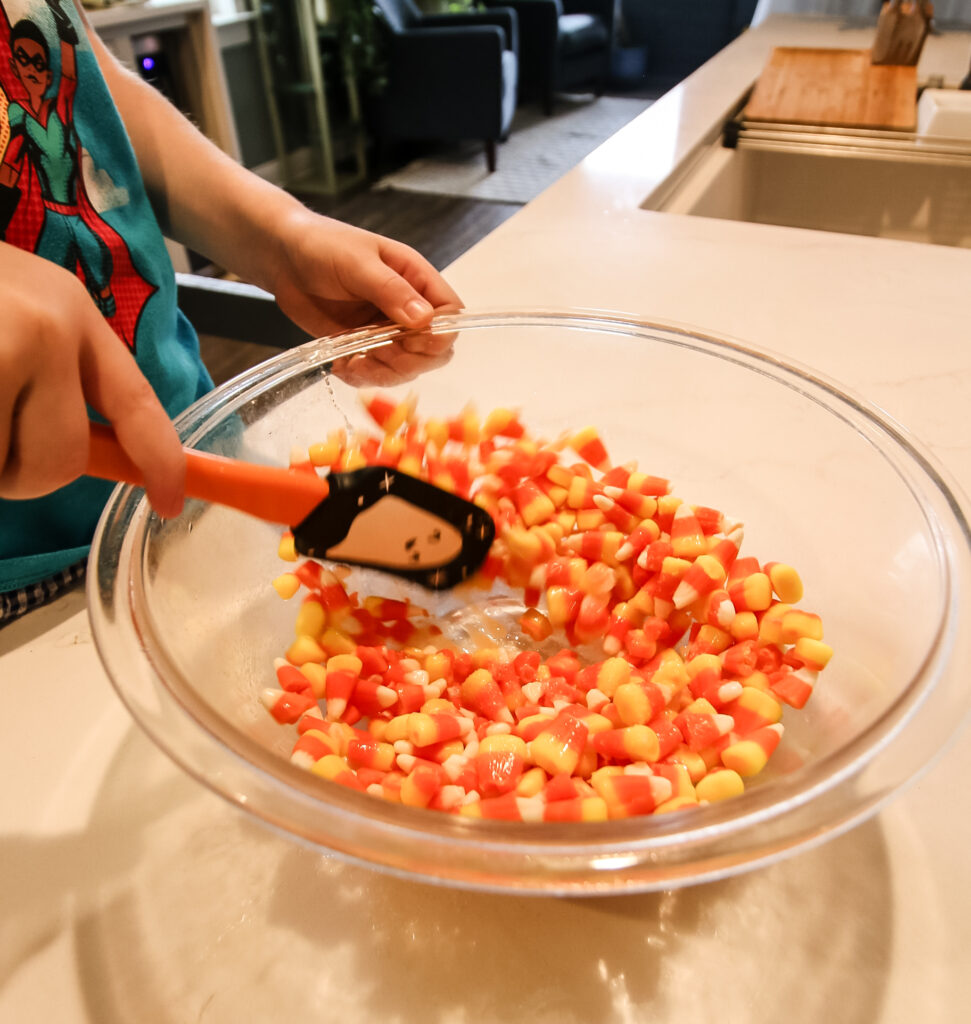 making candy corn play dough