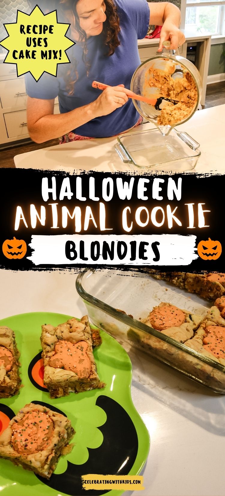 Halloween Animal Cookie Blondies