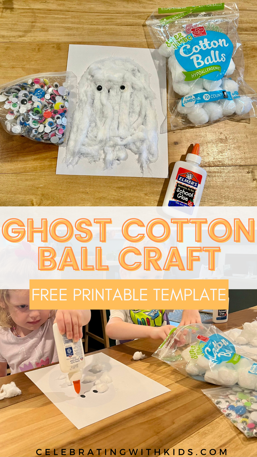 sample of ghost cotton ball craft