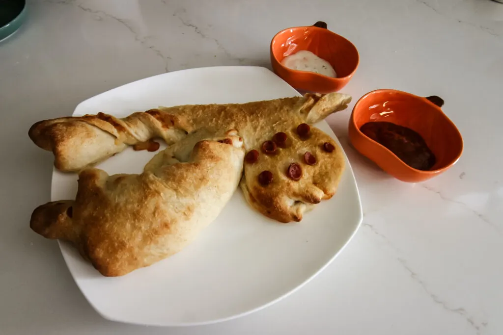 cheese bread spider for Halloween