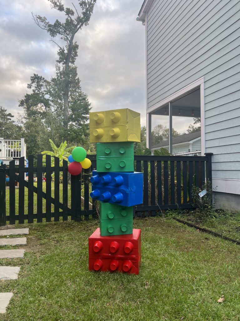 cardboard lego party decorations