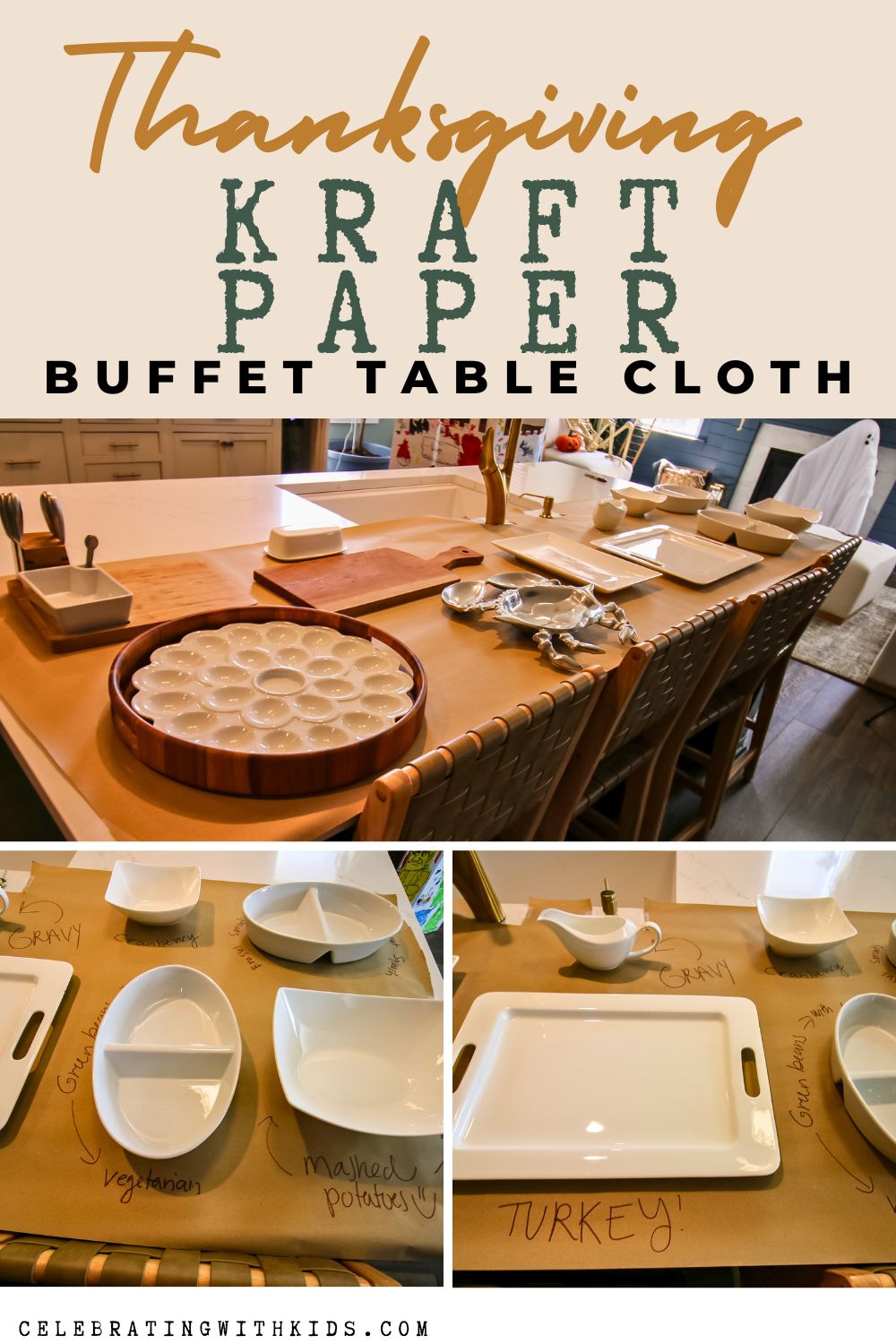 Brown Paper Tablecloth for your Thanksgiving Buffet