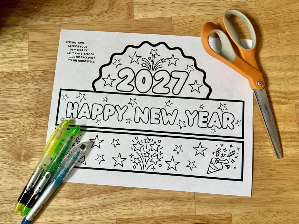 new years hat printable 2027