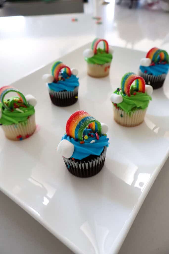 semi homemade rainbow cupcakes for st patricks day