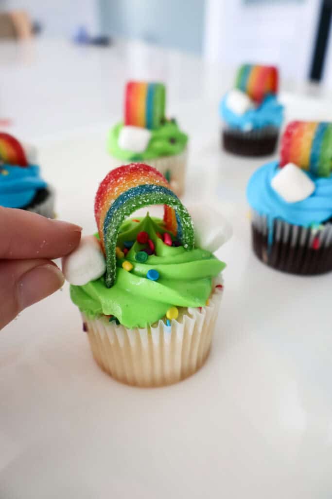 semi homemade rainbow cupcakes for st patricks day