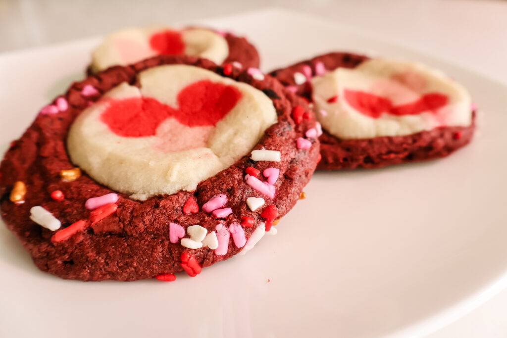 double stacked valentines day cookies