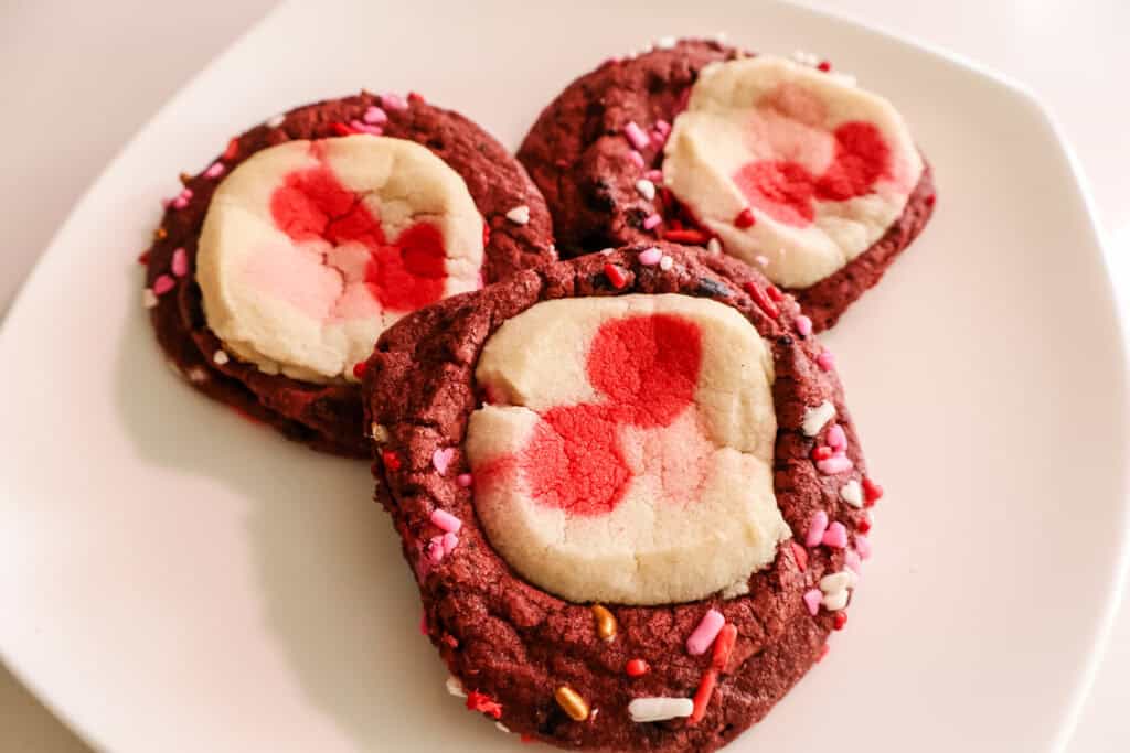 double stacked valentines day cookies