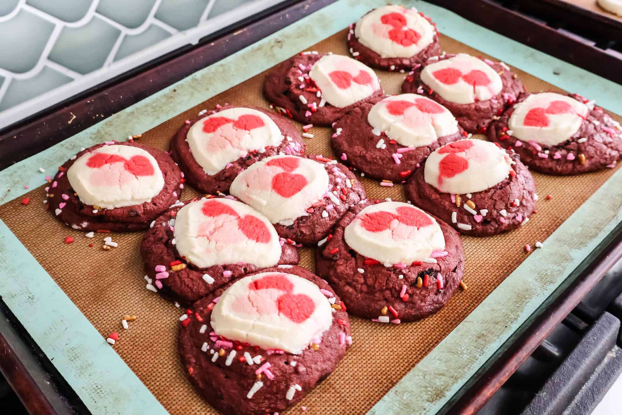 double stacked valentines day cookies