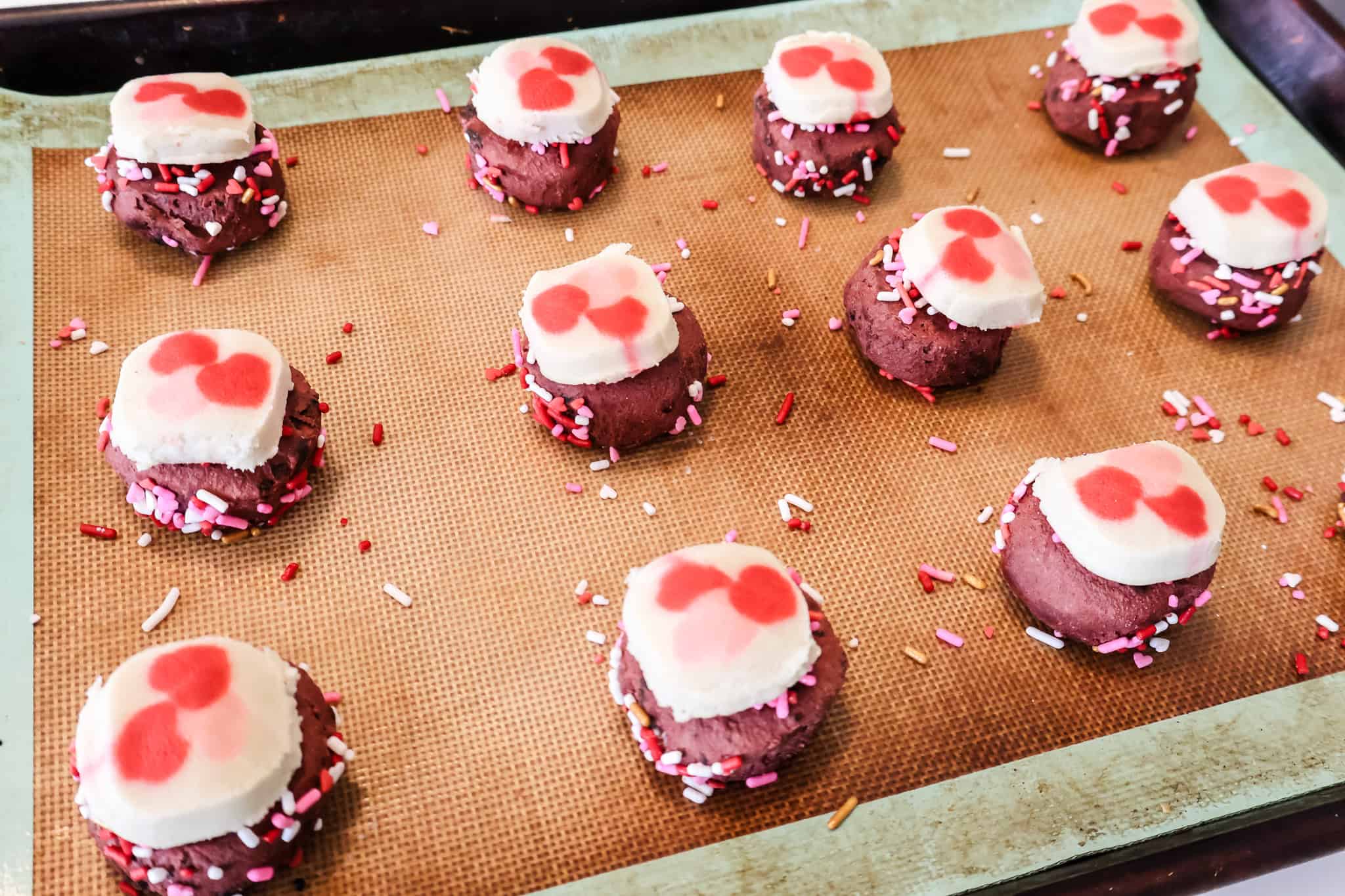 double stacked valentines day cookies