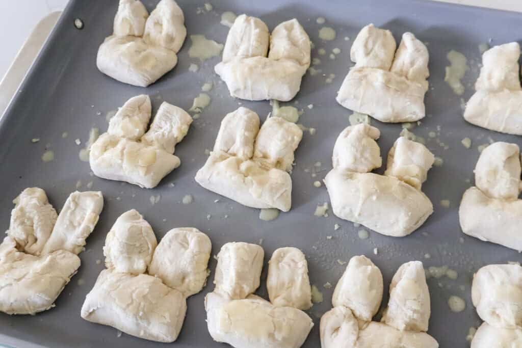 making bunny rolls for easter