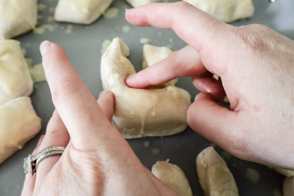 making bunny rolls for easter