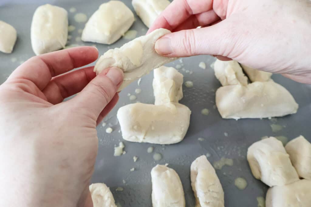 making bunny rolls for easter