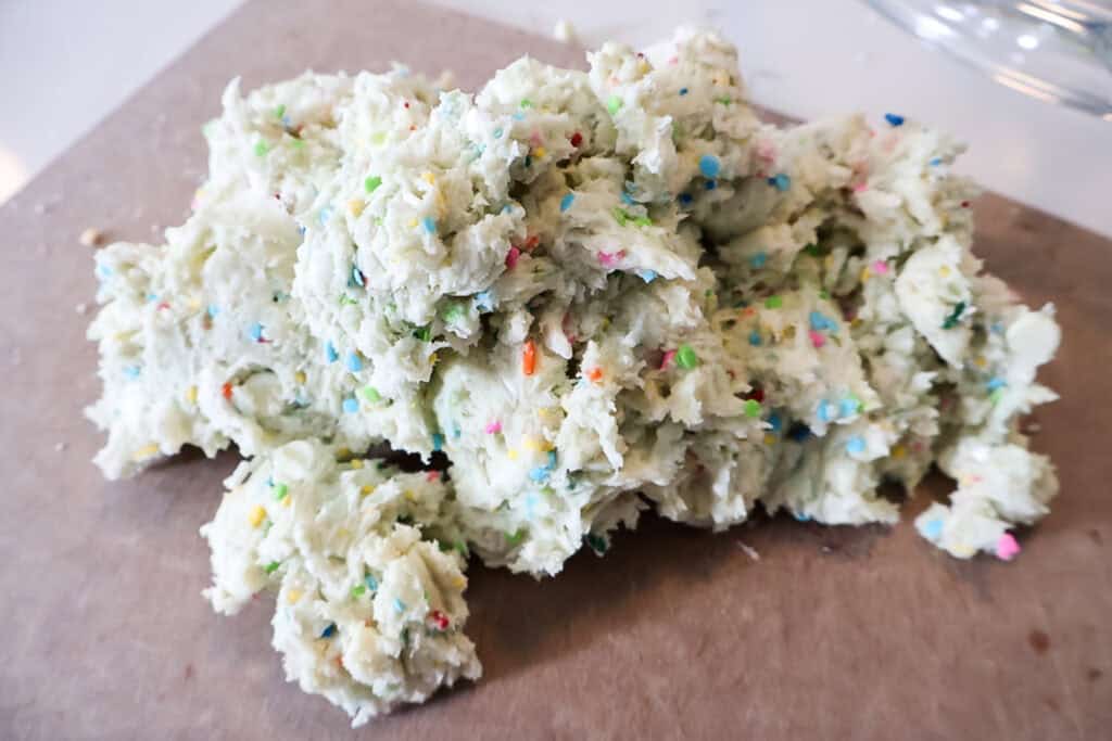 mixing funfetti dip