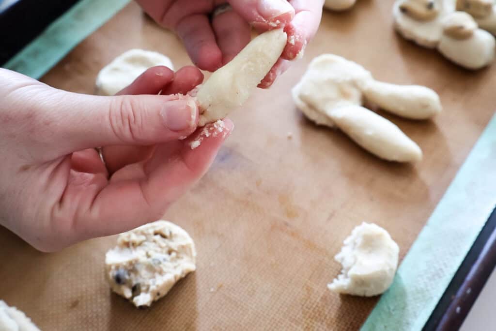 making cookie dough bunnies