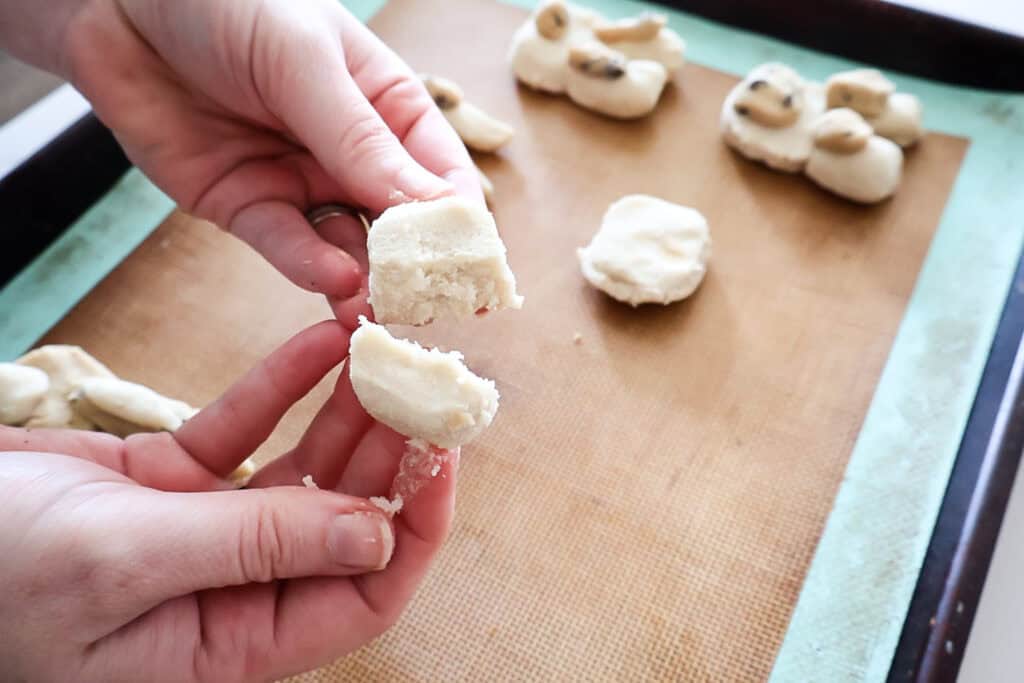 making cookie dough bunnies