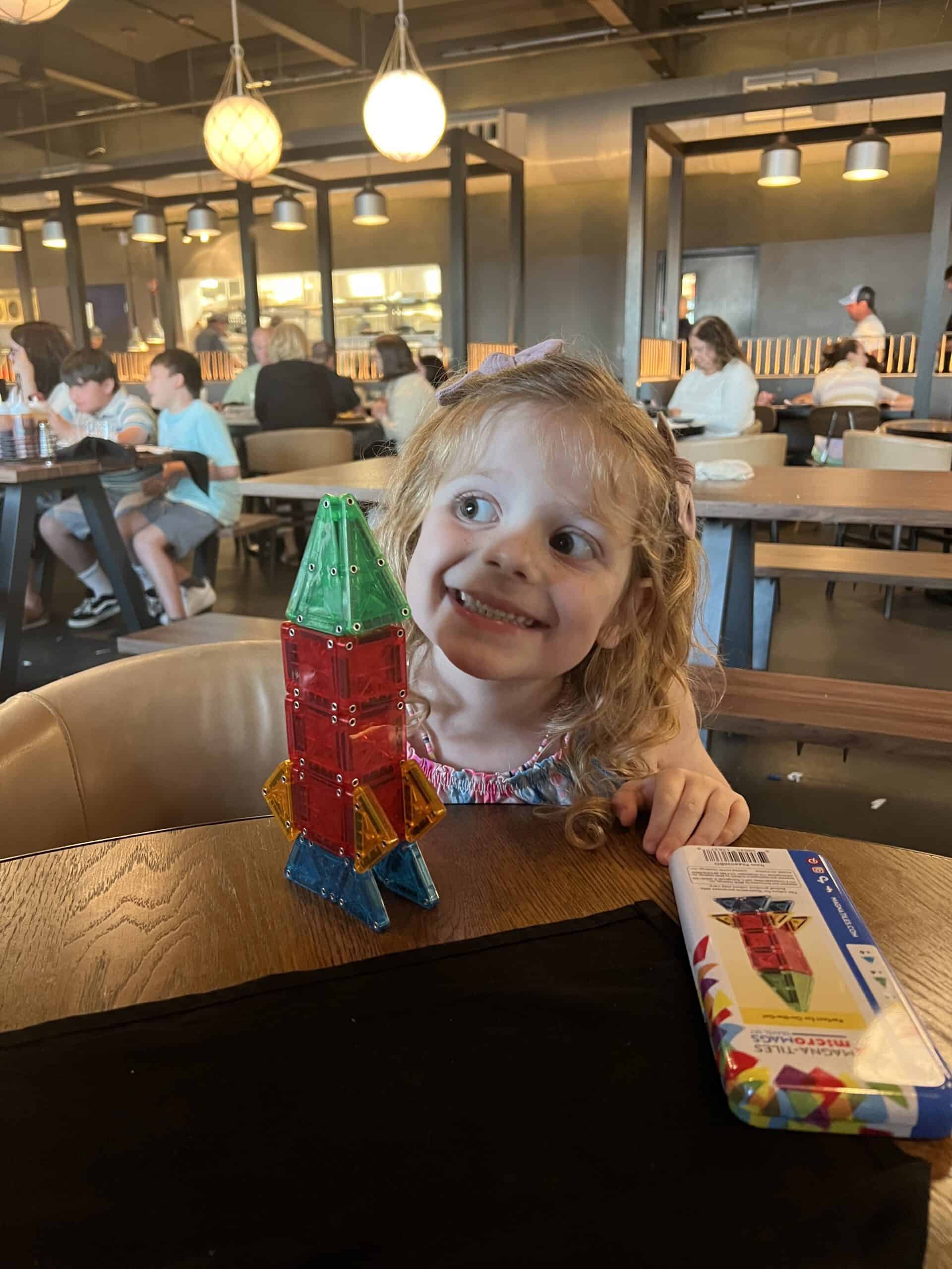 mini magna tiles at a restaurant