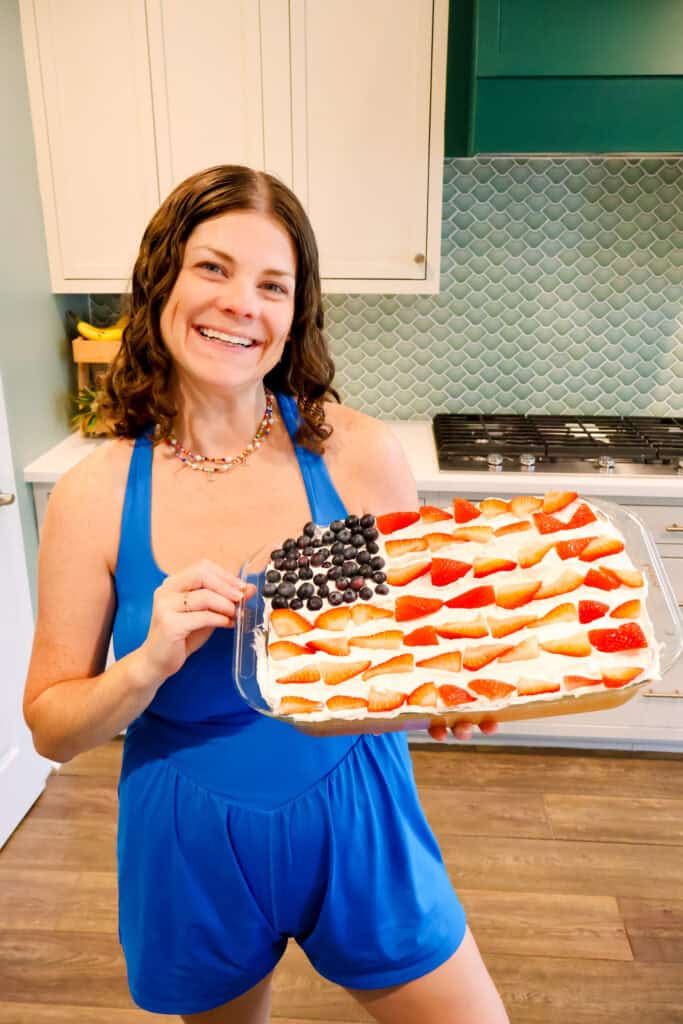 american flag cake angel food cake with fruit on top