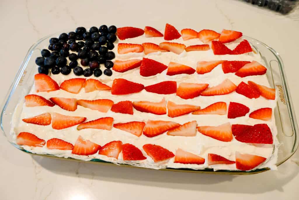 american flag cake angel food cake with fruit on top