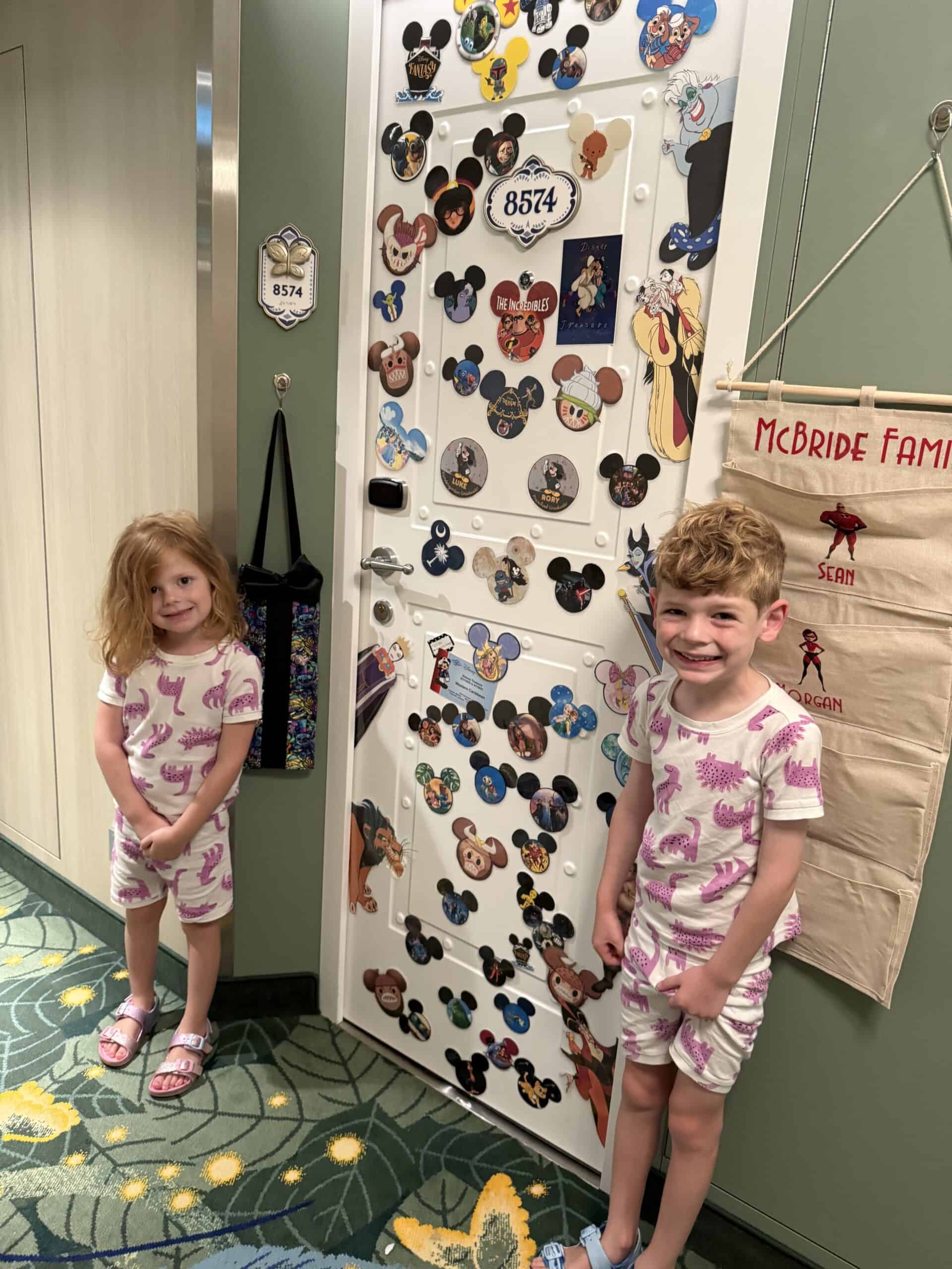 magnets on a disney cruise room door