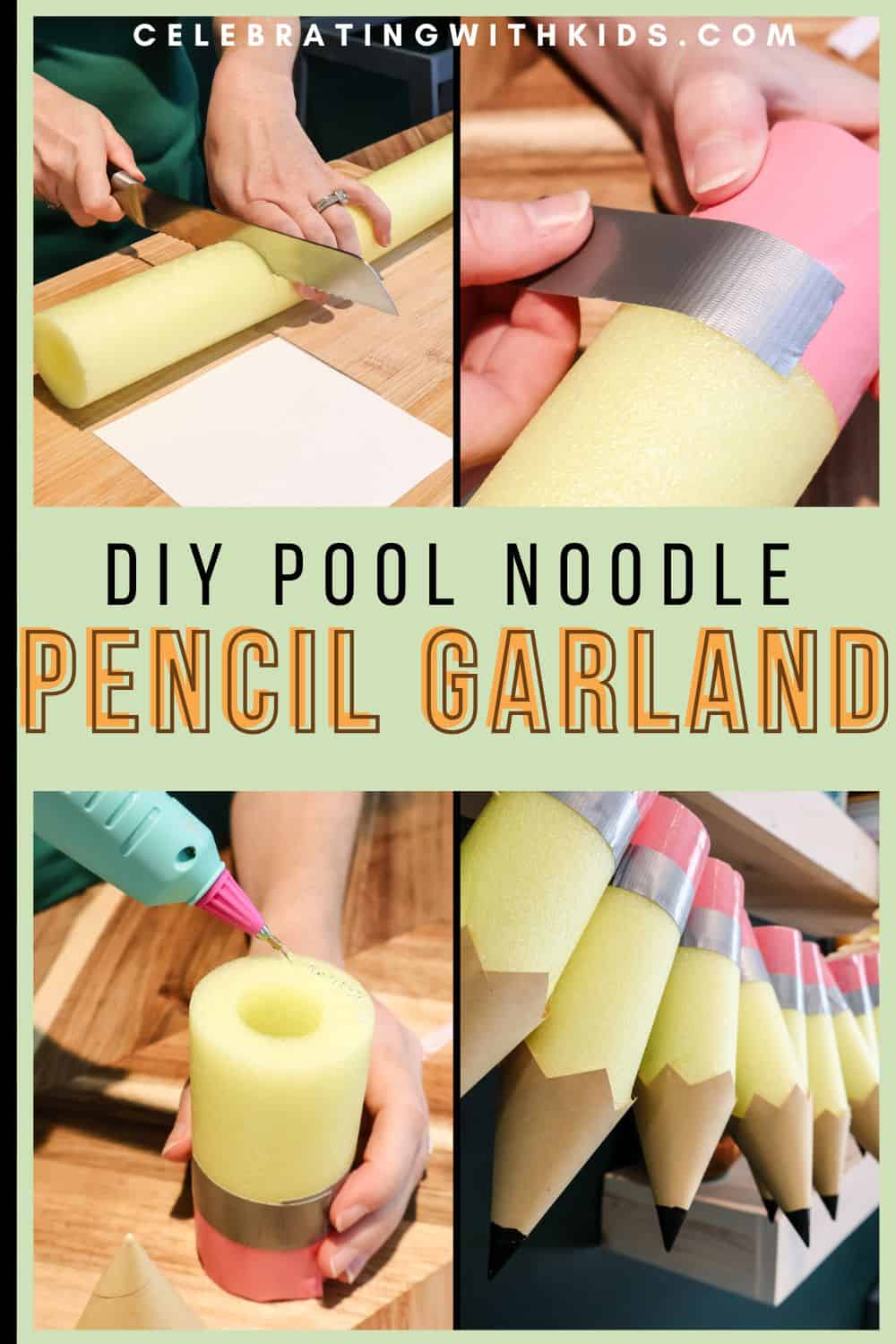 how to make a diy pool noodle pencil garland