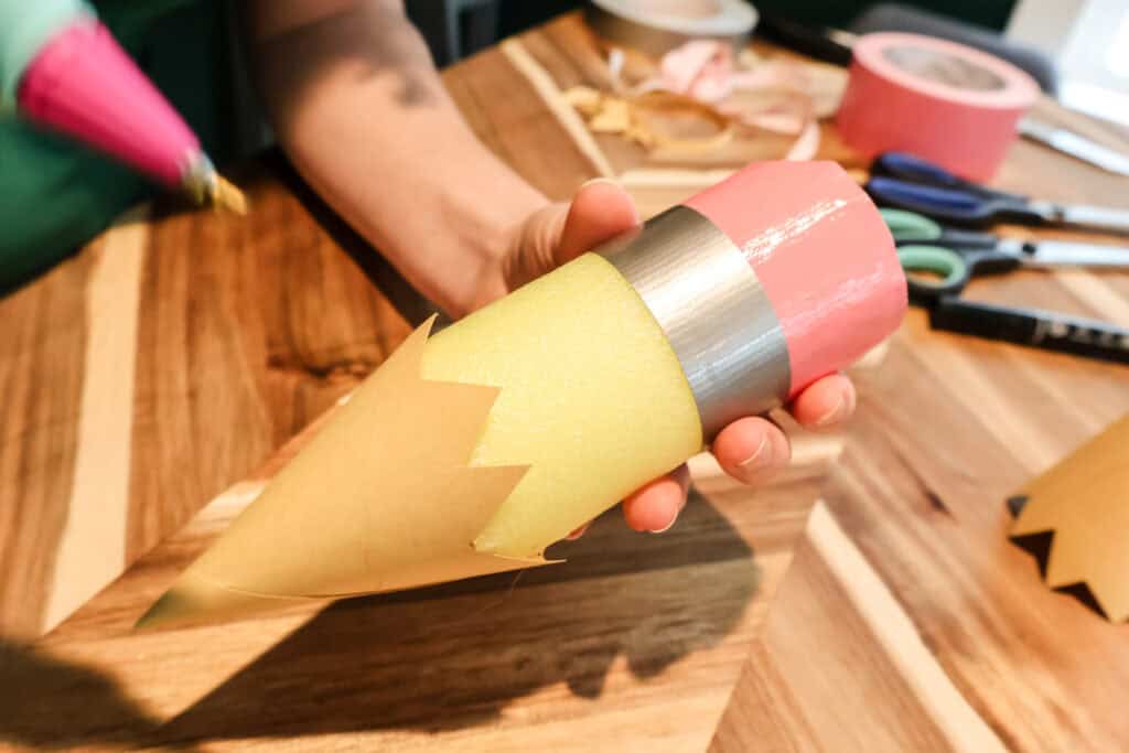 creating a tip of the pool noodle pencil
