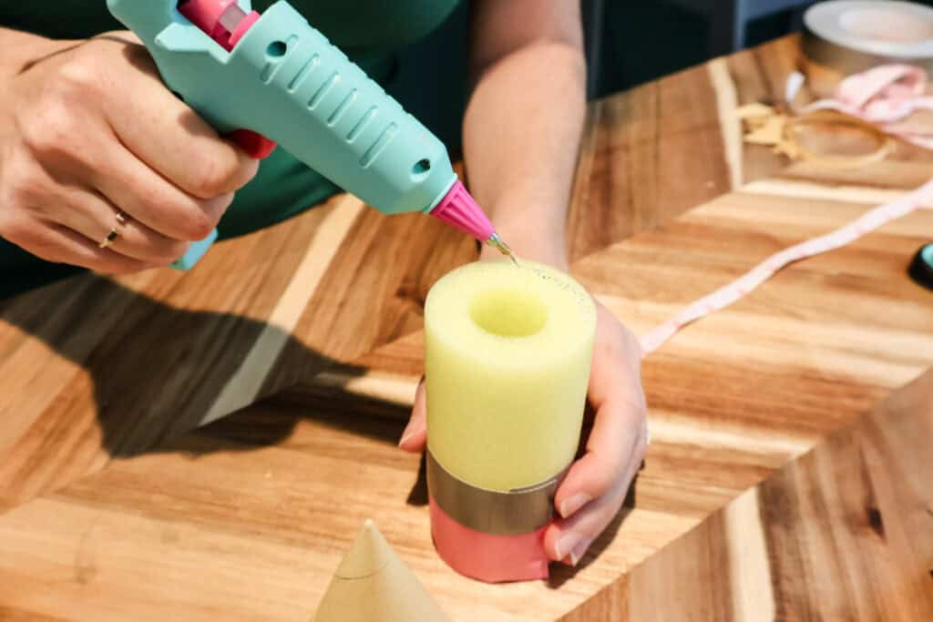 creating a tip of the pool noodle pencil