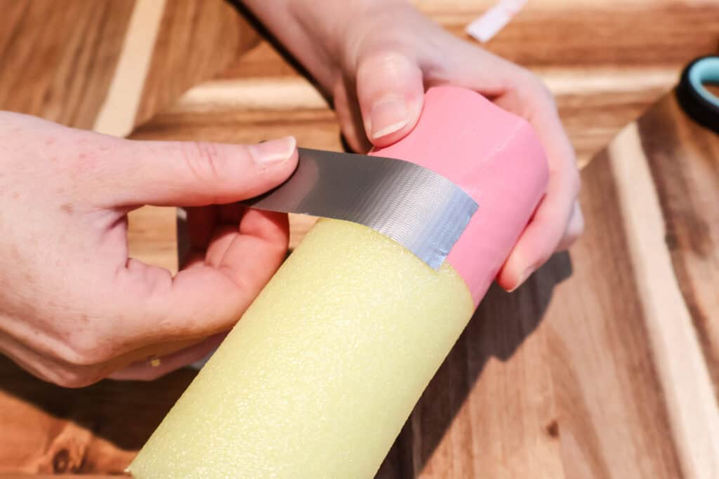 taping pool noodle pencils