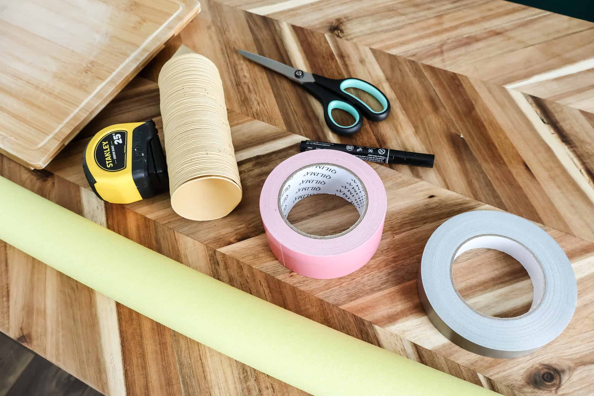 pool noodle pencil garland supplies