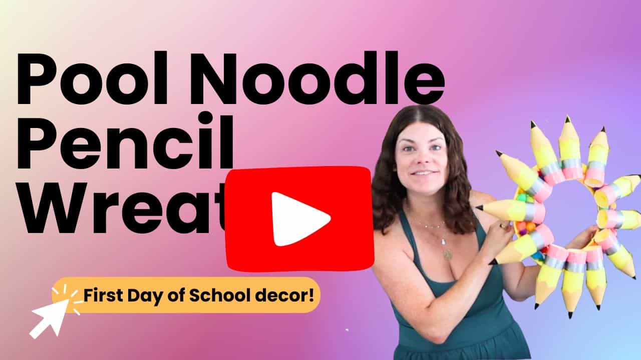 Pool Noodle pencil wreath youtube thumbnail
