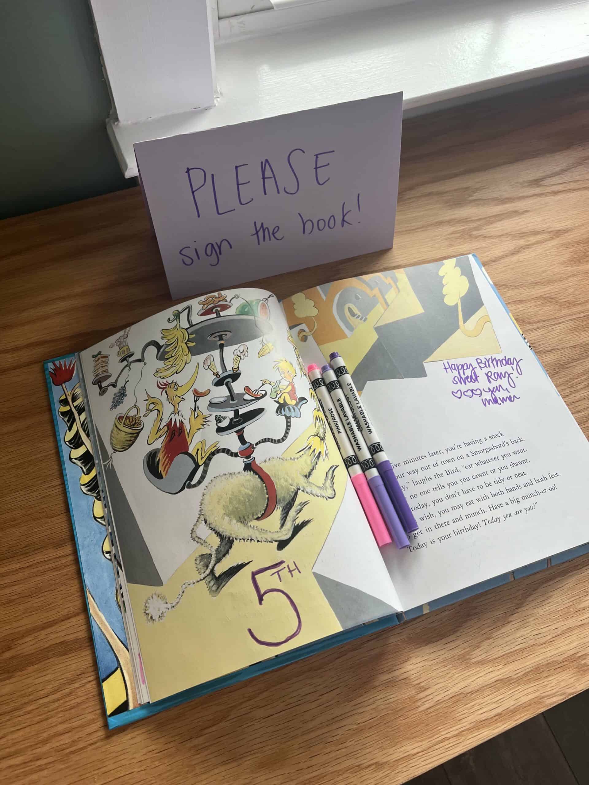 dr seuss birthday book guest book