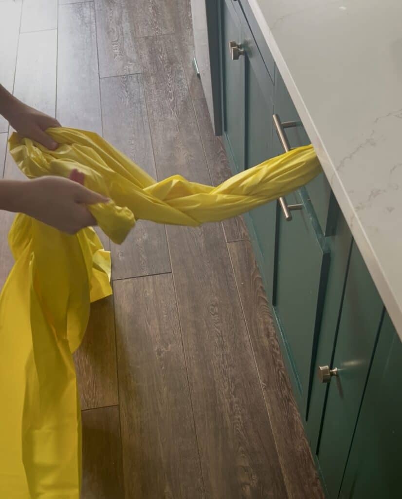 braiding yellow plastic tablecloths