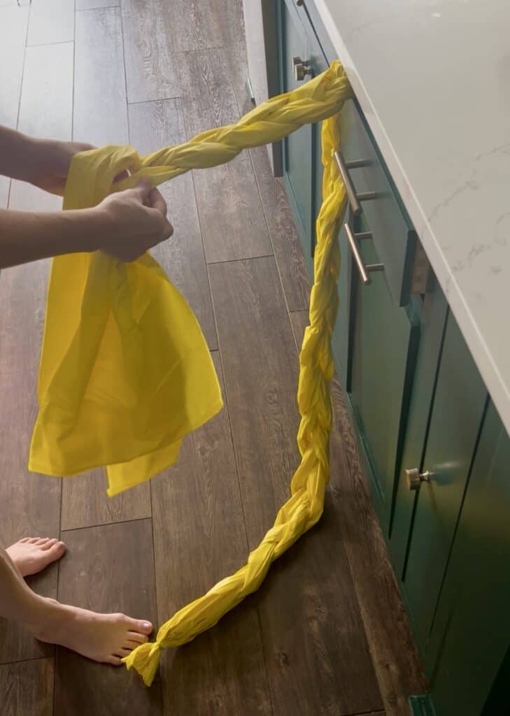braiding yellow plastic tablecloths