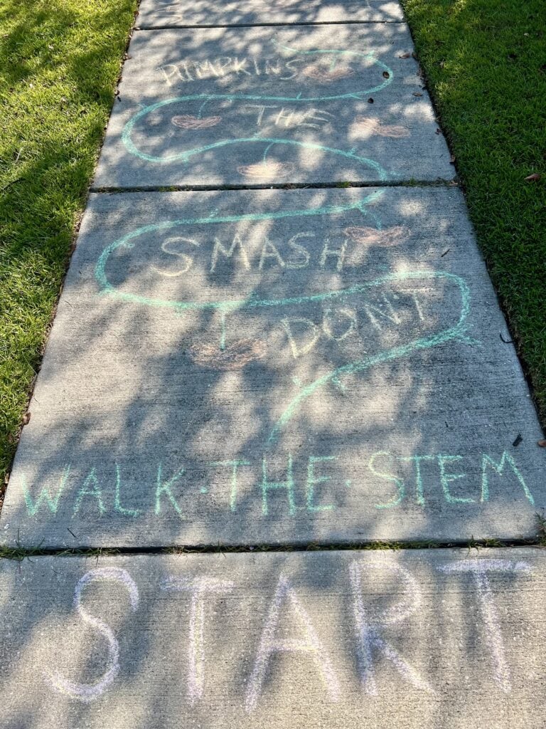 Halloween sidewalk chalk obstacle course