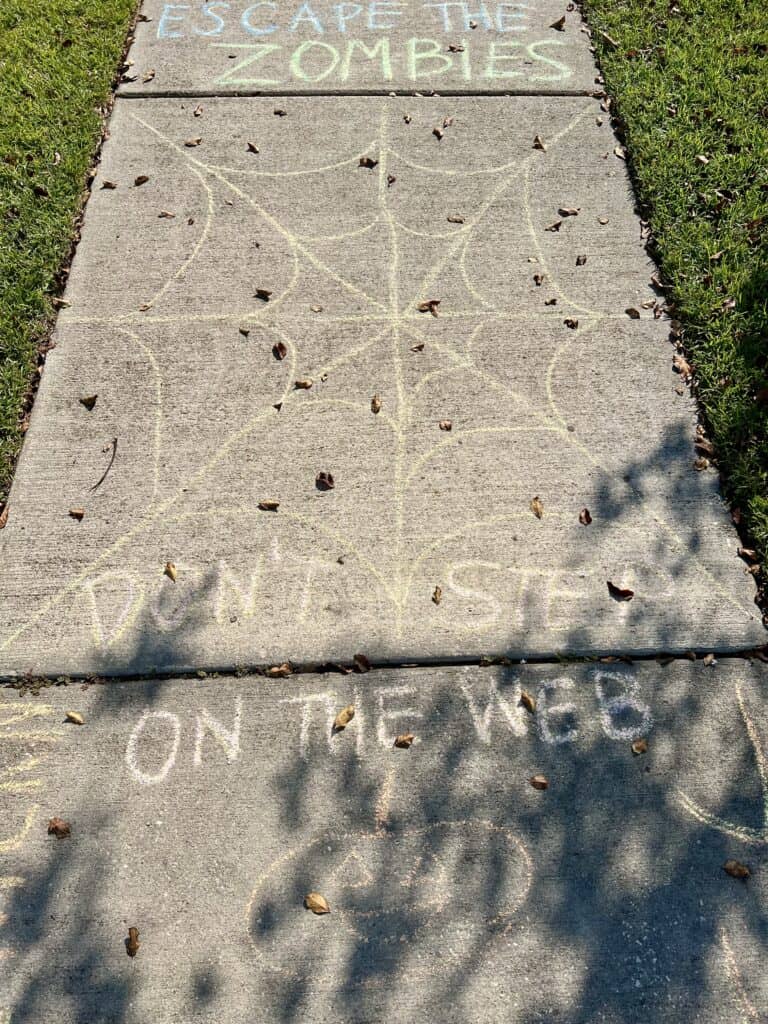 Halloween sidewalk chalk obstacle course