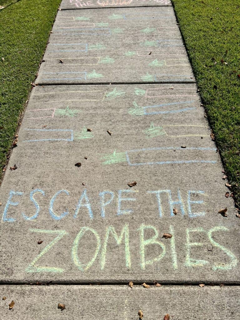 Halloween sidewalk chalk obstacle course