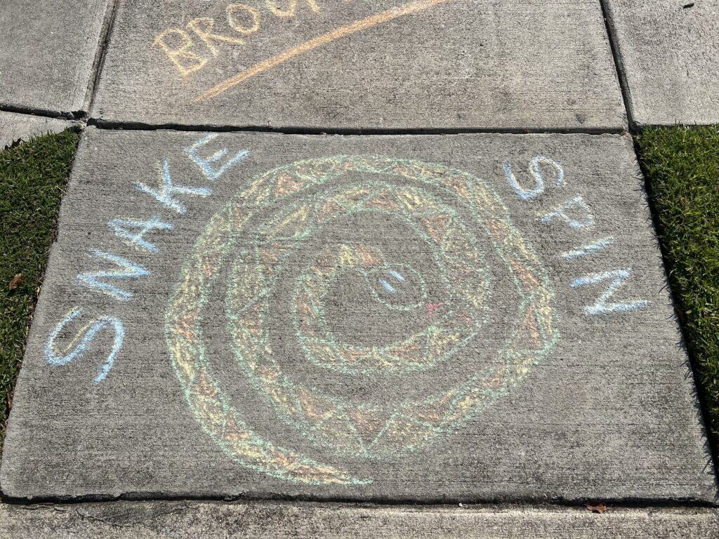 Halloween sidewalk chalk obstacle course
