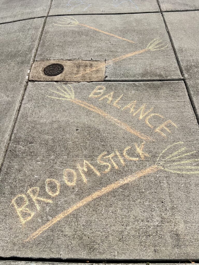 Halloween sidewalk chalk obstacle course