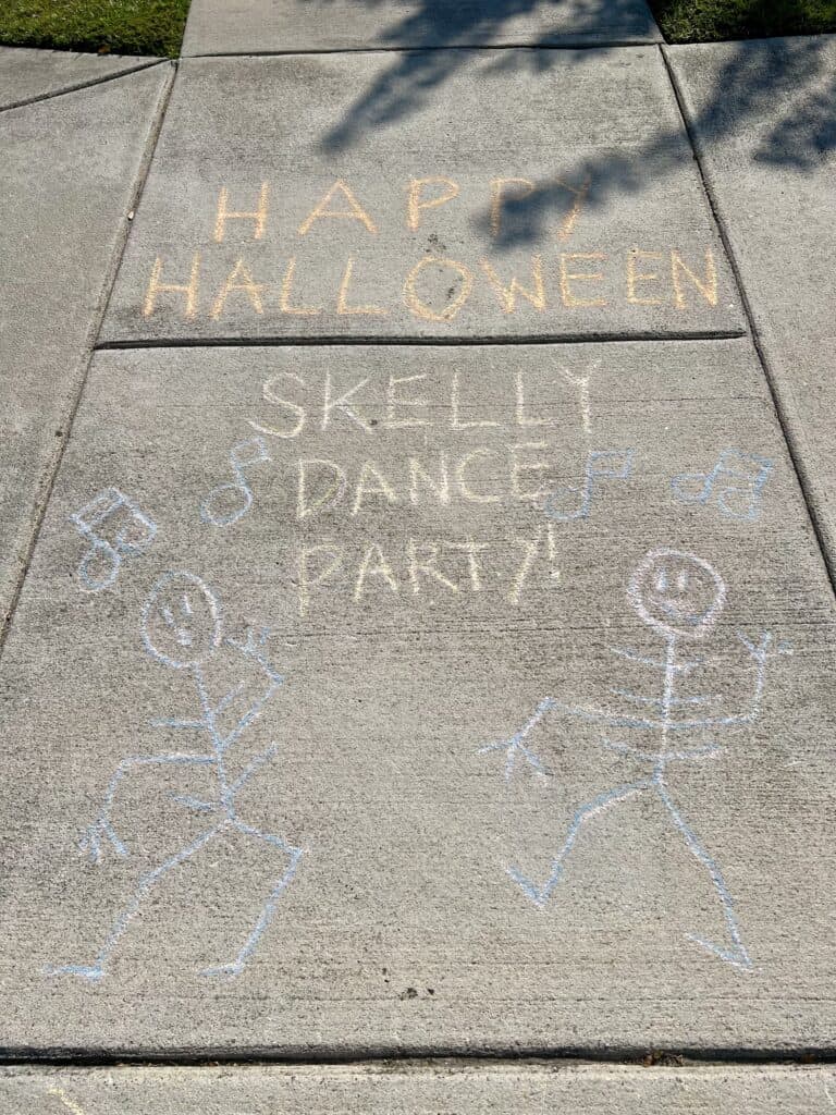 Halloween sidewalk chalk obstacle course