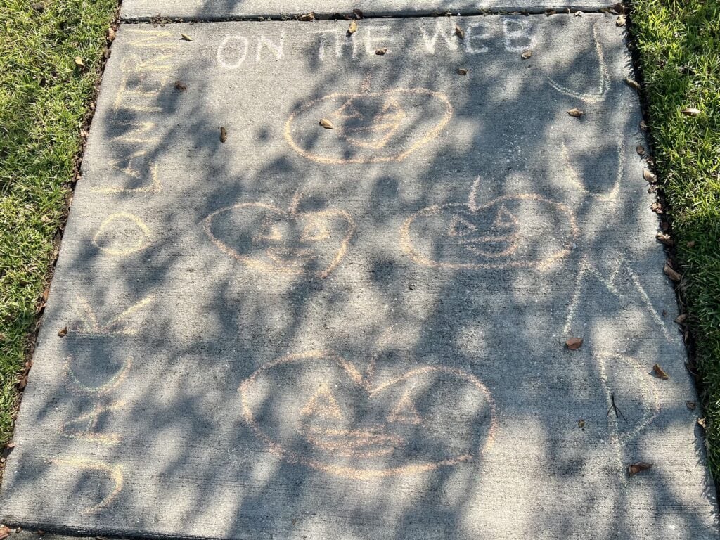Halloween sidewalk chalk obstacle course