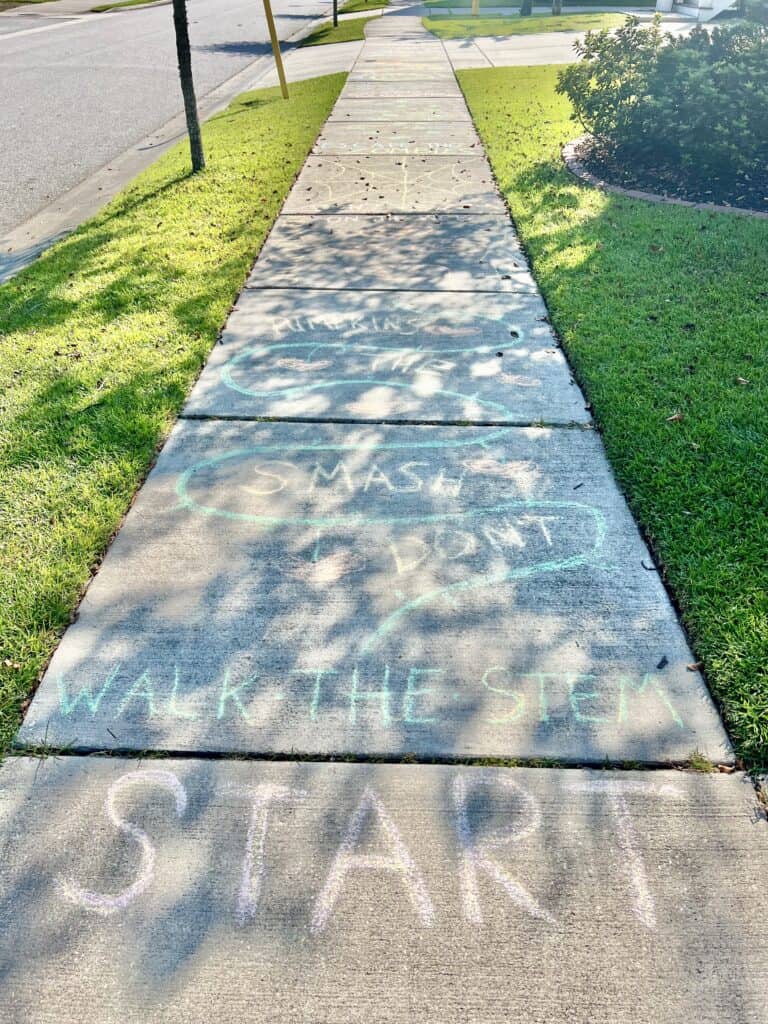 Halloween sidewalk chalk obstacle course