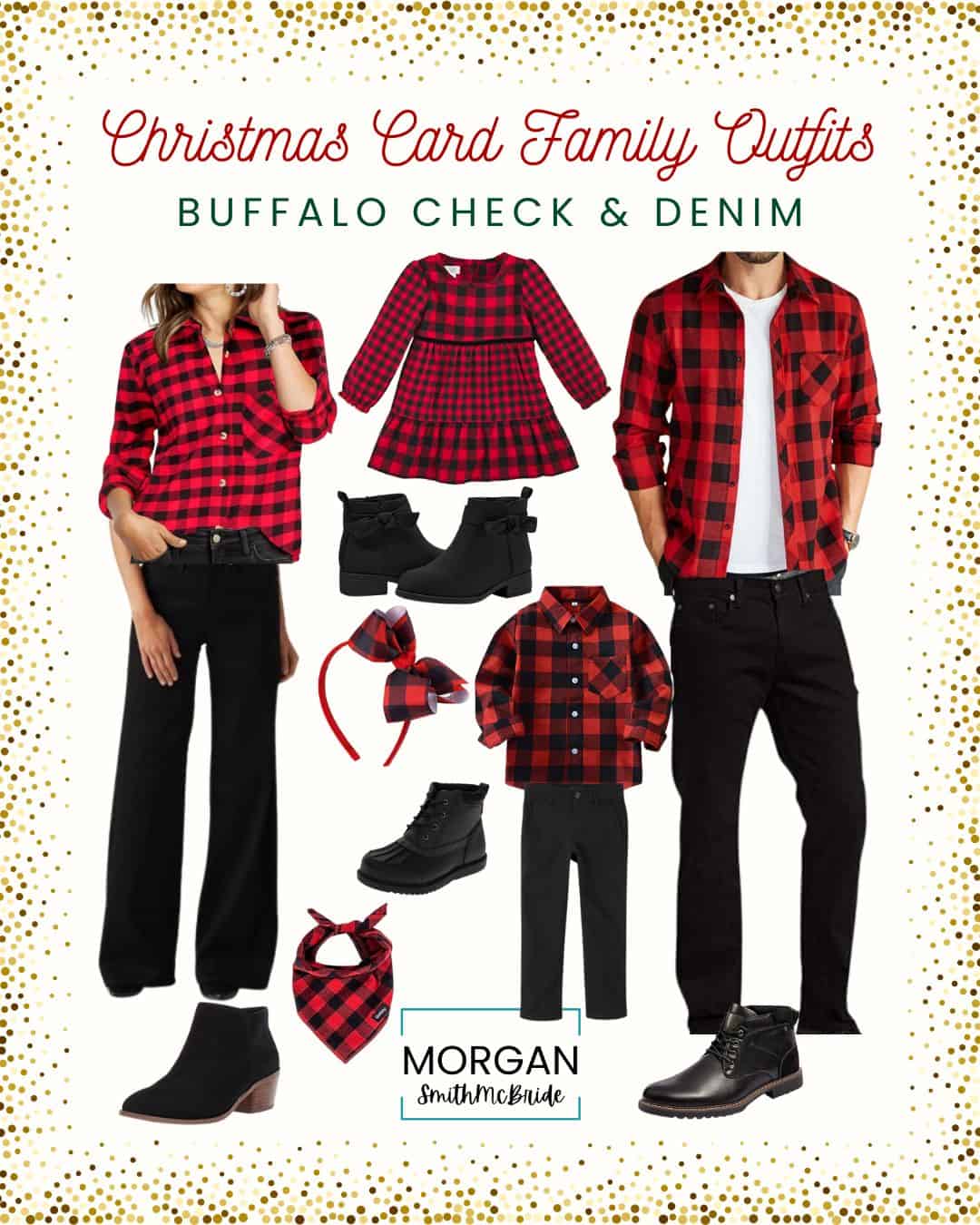 Christmas Card Family Outfit Ideas - Buffalo Check & Denim