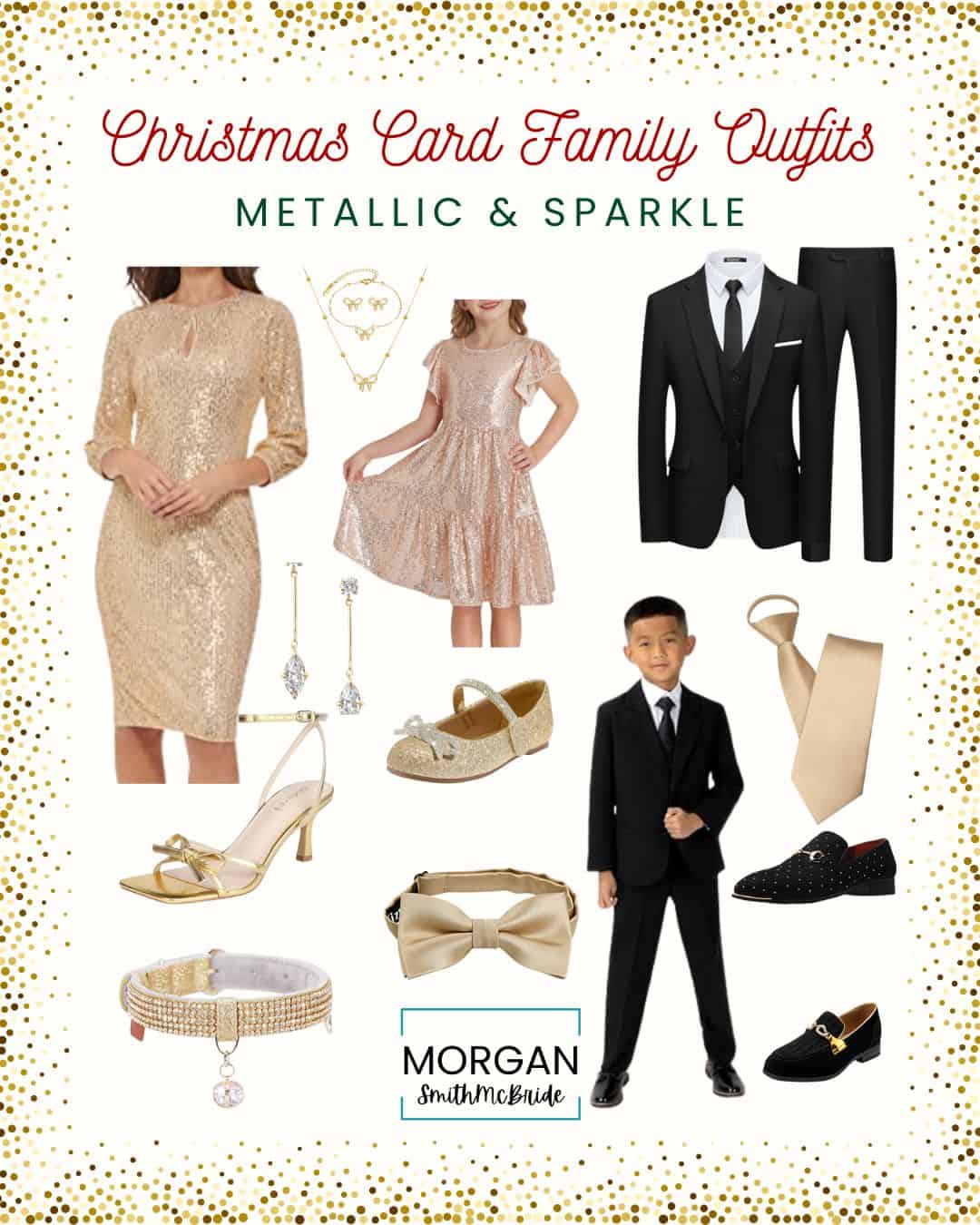 Christmas Card Family Outfit Ideas - Metallic & Sparkle