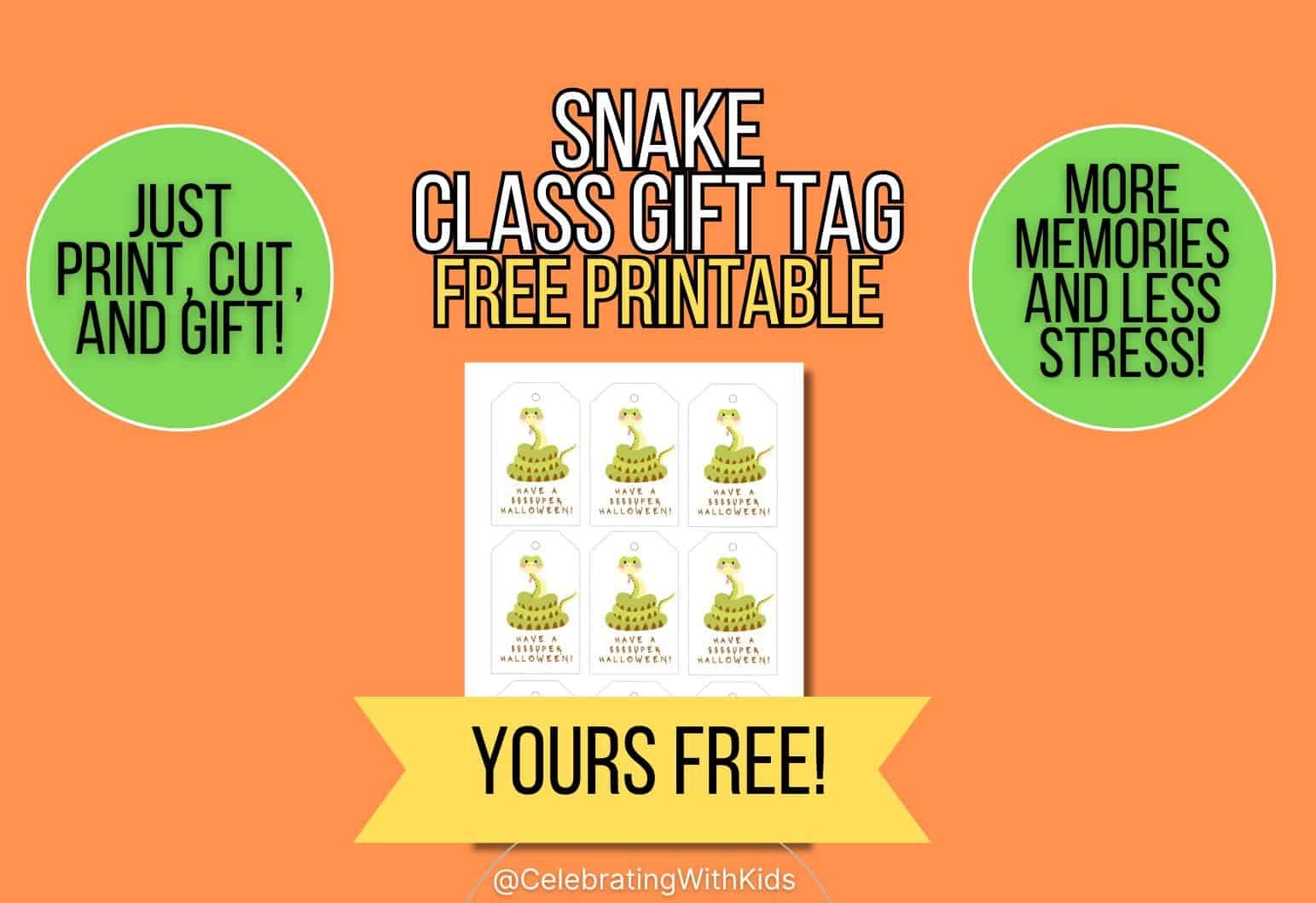 Halloween snake class gift tag mock up